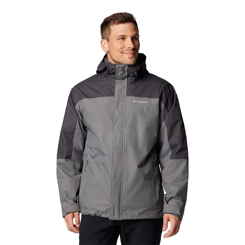 Columbia Men's Tunnel Falls 2 Interchange Jacket, 3 In 1 Interchange Winter Coat, City Grey/Shark, S