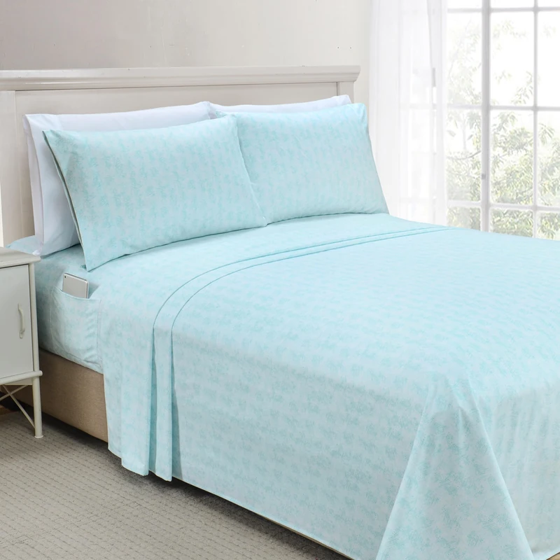 Elegant Comfort Softest and Coziest 6-Piece Sheet Set - 1500 Premium Hotel Quality Microfiber - Deep Pocket, Wrinkle Resistant 6-Piece Wave Pattern Bed Sheet Set, Twin XL, Wave Aqua