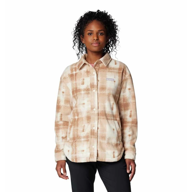 Columbia Women's Benton Springs Shirt Jacket 2, Fleece Jacket, Camel Brown Omblur, S
