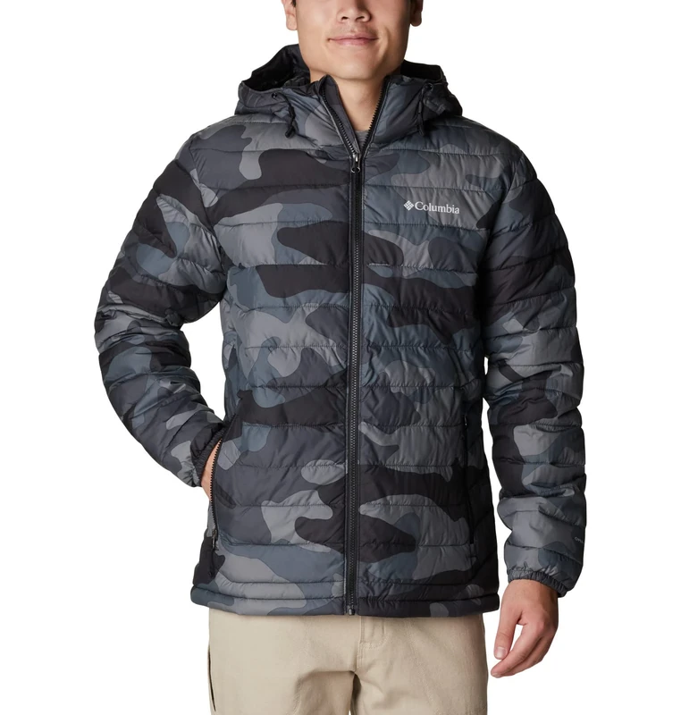 Columbia Men's Powder Lite Jacket, Puffer Jacket, Black Mod Camo Print, Size M