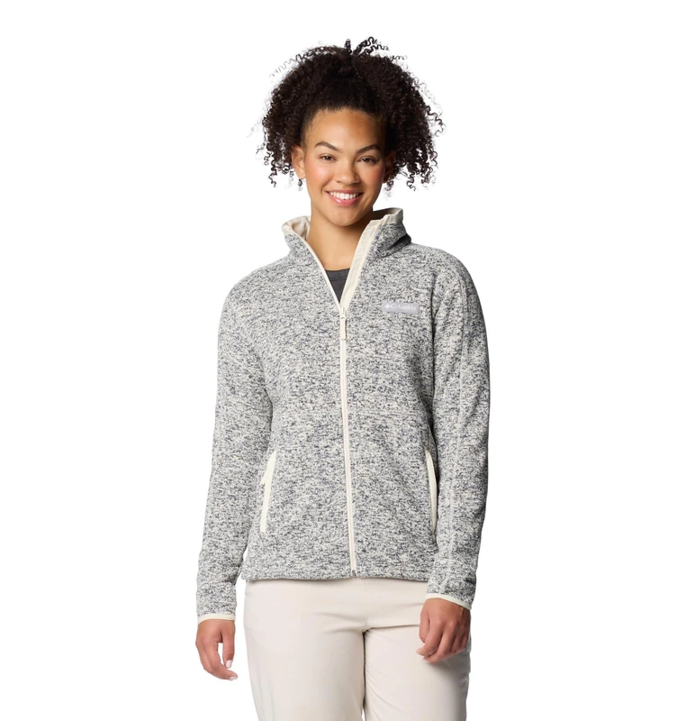 Columbia Women's Sweater Weather Full Zip 2, Full Zip Fleece Jacket, Chalk Heather, X-Small
