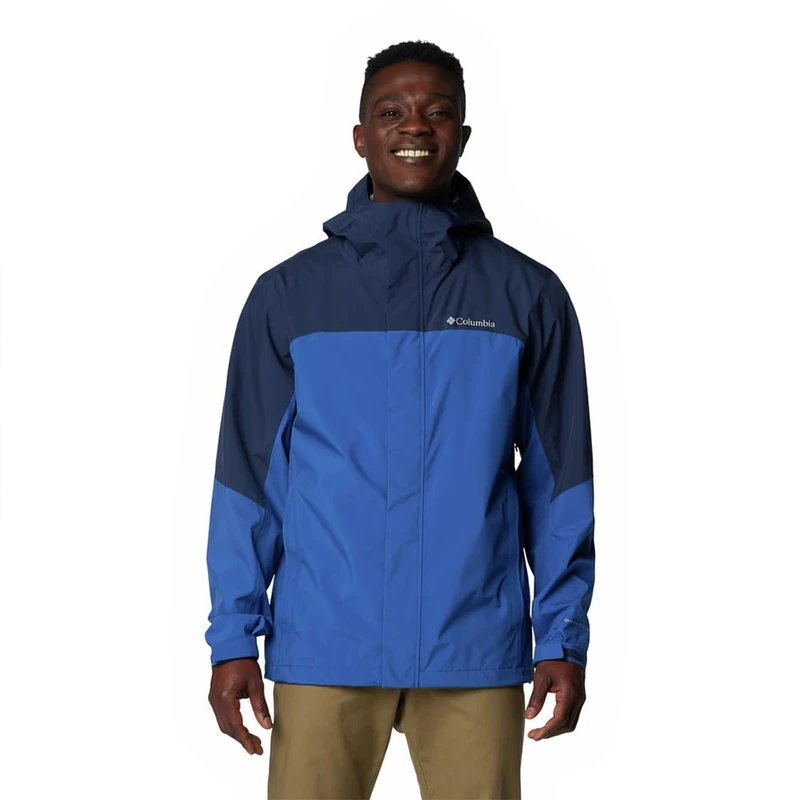 Columbia Men's Wahkeena Falls 3L Shell, Mountain Blue/Collegiate Navy, L