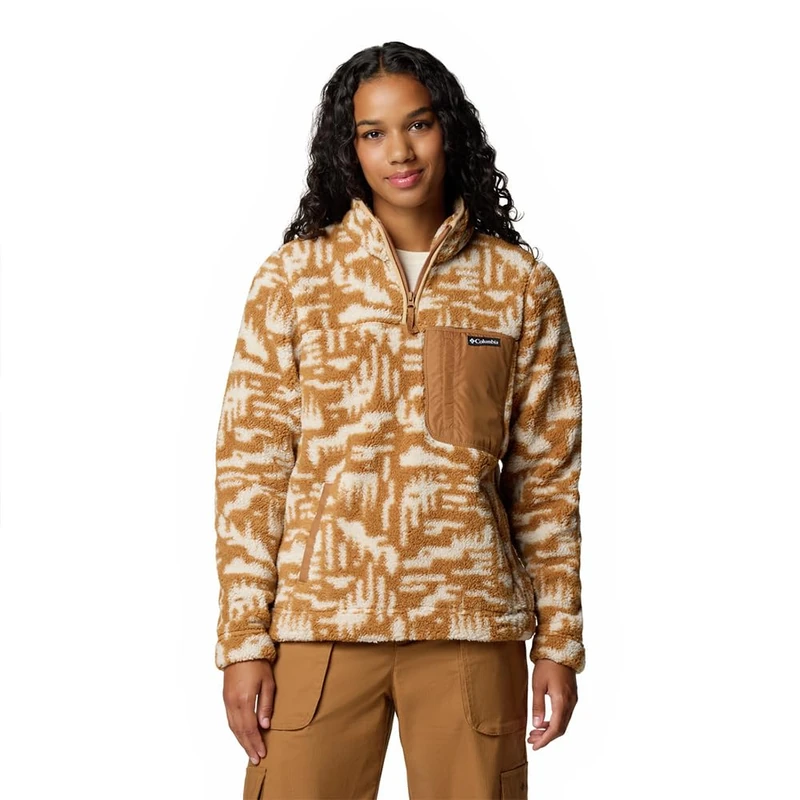 Columbia Women's West Bend 1/4 Zip 2, Camel Brown Highland Tonal, XL