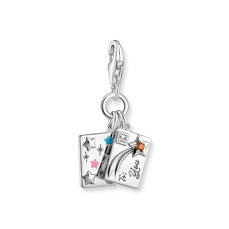 Thomas Sabo Charm pendant 925 Sterling Silver, Blackened, Cold Enamel