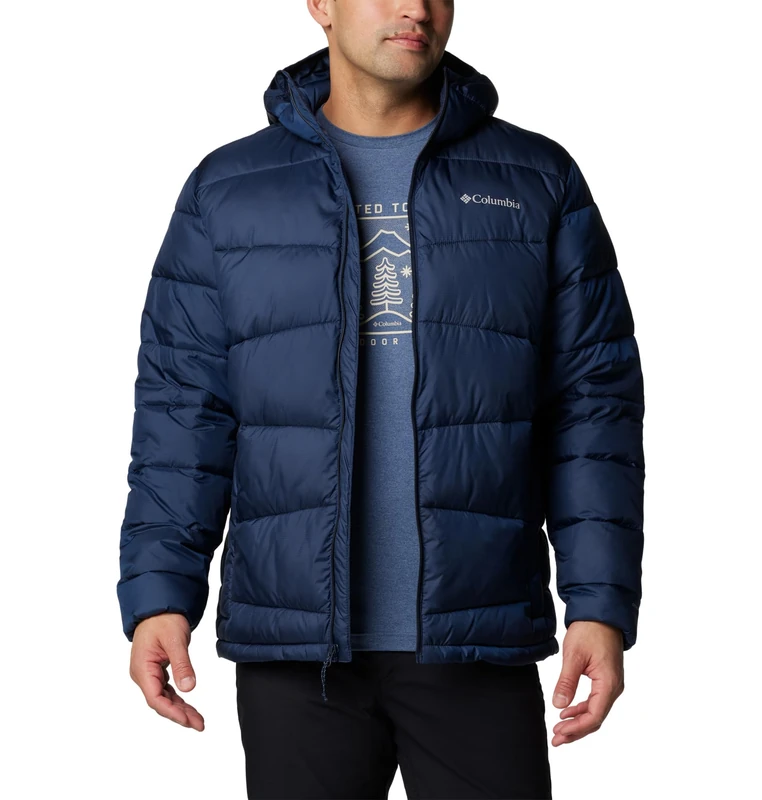 Columbia Men's Fivemile Butte 2 Hooded Jacket, Hooded Puffer Jacket, Collegiate Navy, Large