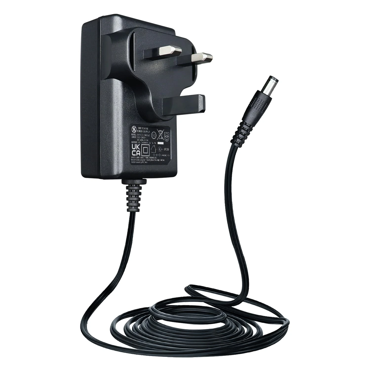 ANLINK 15V 1A/1000mA 1.8M Long Power Supply Adapter, AC 100-240V to DC 15Volt 1A 15W Switching Adapter 5.5x2.1mm Wall Transformer Plug for Litter-Robot and More 15V Devices,UKCA Certified