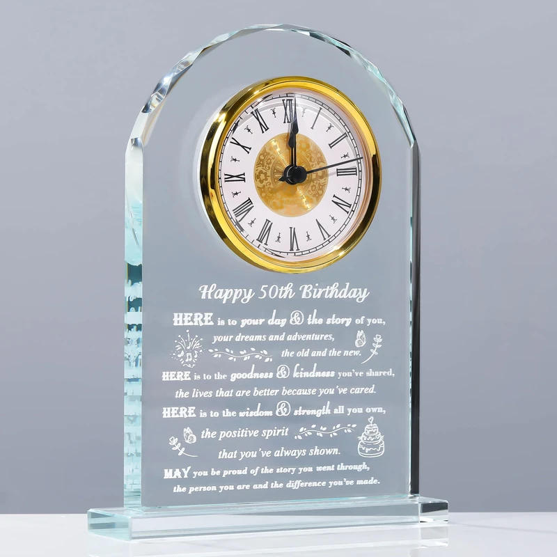 50th Birthday Gifts for Women Men - Crystal Clock Gifts Personalized 1974 50 Year Old Birthday Present for Her Him - Happy 50th Birthday Gifts Ideas for Mom Dad Unique