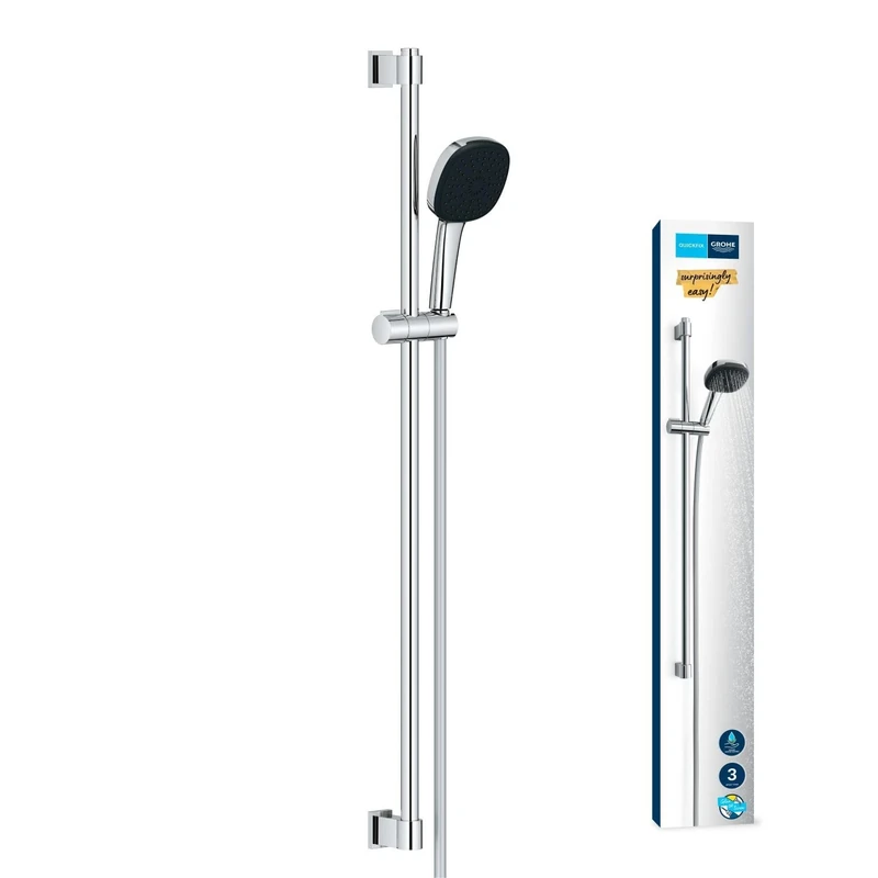Ensemble de douche avec pommeau 3 jets, barre 90cm et flexible - GROHE Vitalio Comfort 110 26932001 - Economie d'eau - Chromé