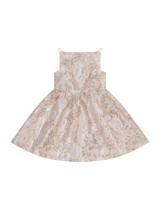 BALOU Kids' Special Occasion Jacquard Dress: Elegant Princess Style for Weddings and Events Gold