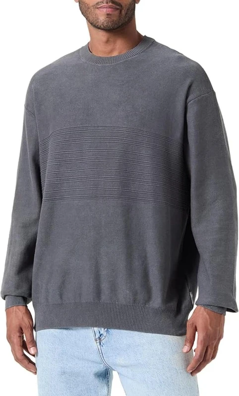 Armani Exchange Men's The Grid, Sustainable, Reverse Jersey Link Stitch Pullover Sweater, Eiffel Tower, X-Small