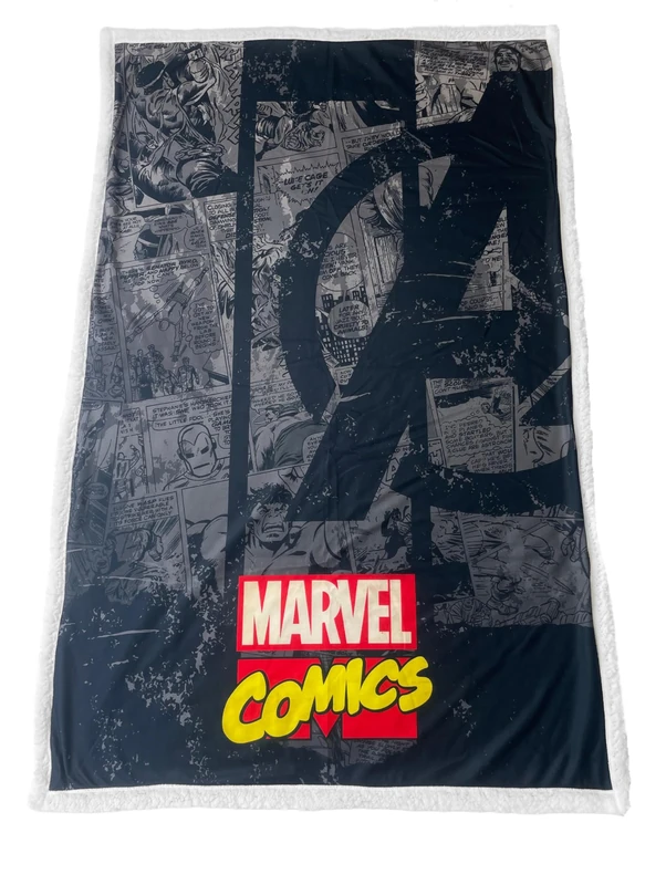 HÔMADICT Marvel Sherpa Blanket – 100 x 150 cm – Soft and Warm Fleece Blanket – Avengers and Comfortable – Officially Licensed
