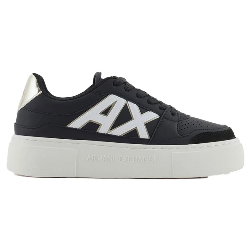 Armani Exchange Women's Kurt, Colour Contrast, Chunky Sole Sneaker, Black Pale, 8 UK