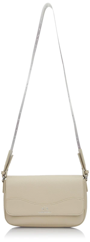 Armani Exchange Women's Essential, Wave, Silver Printed Logo Crossbody, Pisco, Pisco, One size