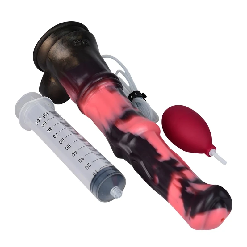 BeHorny Squirting Dildo Sex Toy, Liquid Silicone Horse/Animal Dildo with Suction Cup - Image 1