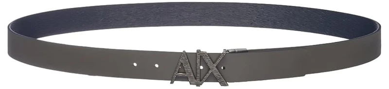Armani Exchange Men's Reversible, Logo Plaque Belt, Navy/Dark Shadow, One Size, Navy/Dark Shadow, One Size