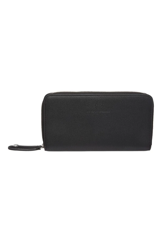 Armani Exchange Women Audrey, Logo Tone Tri-Fold Wallet, Black, One Size