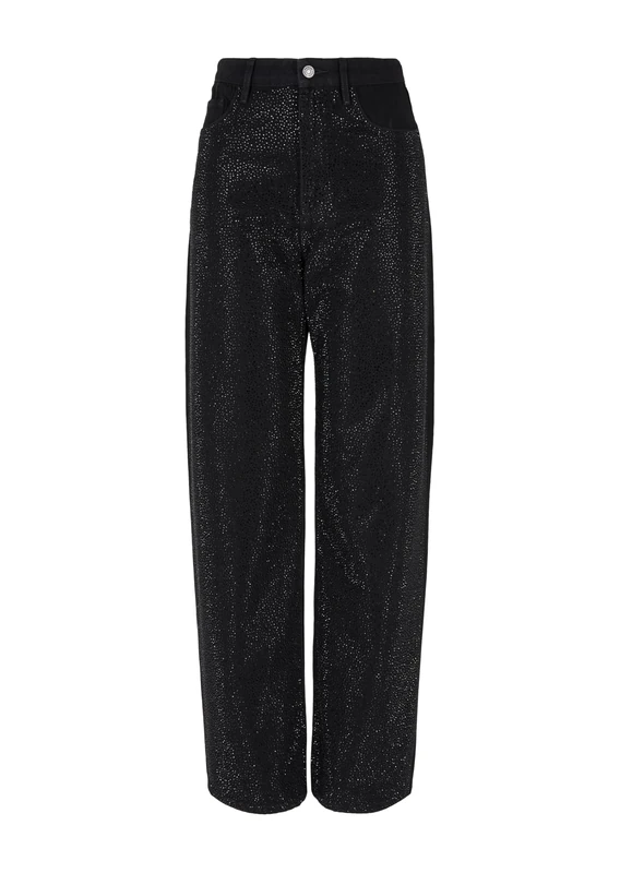 Armani Exchange Women's Sustainable, J38, Strass Details, Rigid Cotton Jeans, Black Denim, 30 W