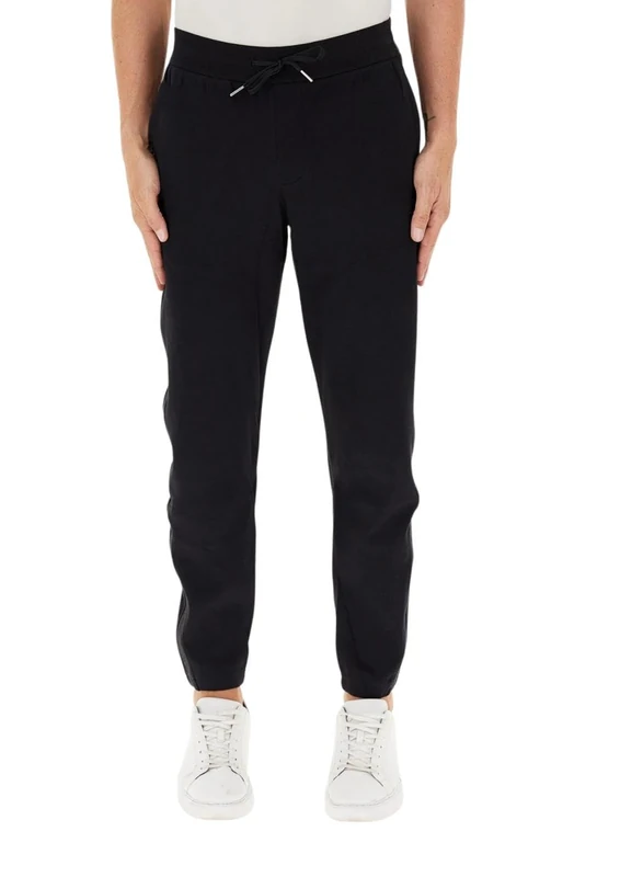 Armani Exchange Men's The Grid, Sustainable, Logo Tape Sweatpants, Black, - Image 1