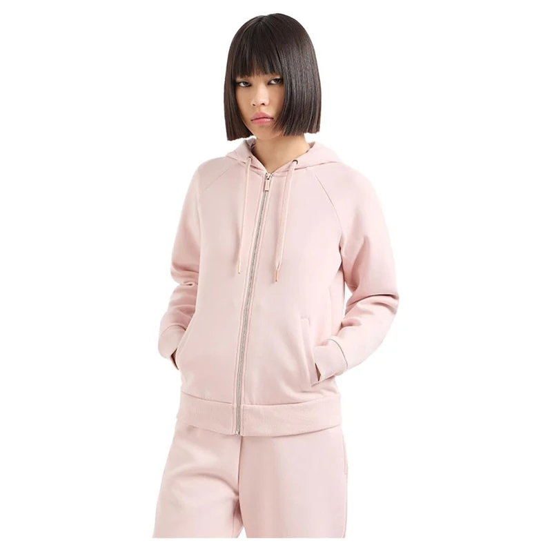 Armani Exchange Women's Zipped, Soft Touch, Hooded Sweatshirt, Milk Punch, M