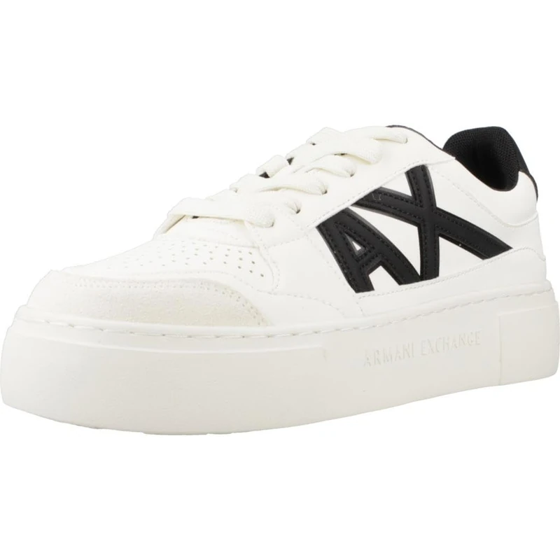 Armani Exchange Women's Kurt, Colour Contrast, Chunky Sole Trainers, Off white black, 6.5 UK
