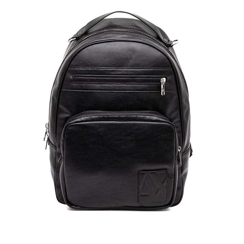 Armani Exchange Men's Nicolas, Double Zip Pocket Backpack, Black, one_Size
