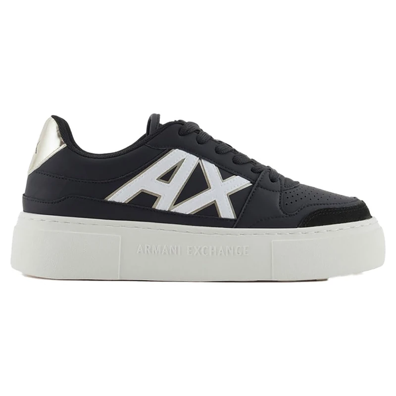 Armani Exchange Women's Kurt Low Cut, Platform Sole, Colour Contrasts Trainers, Black Pale, 4 UK