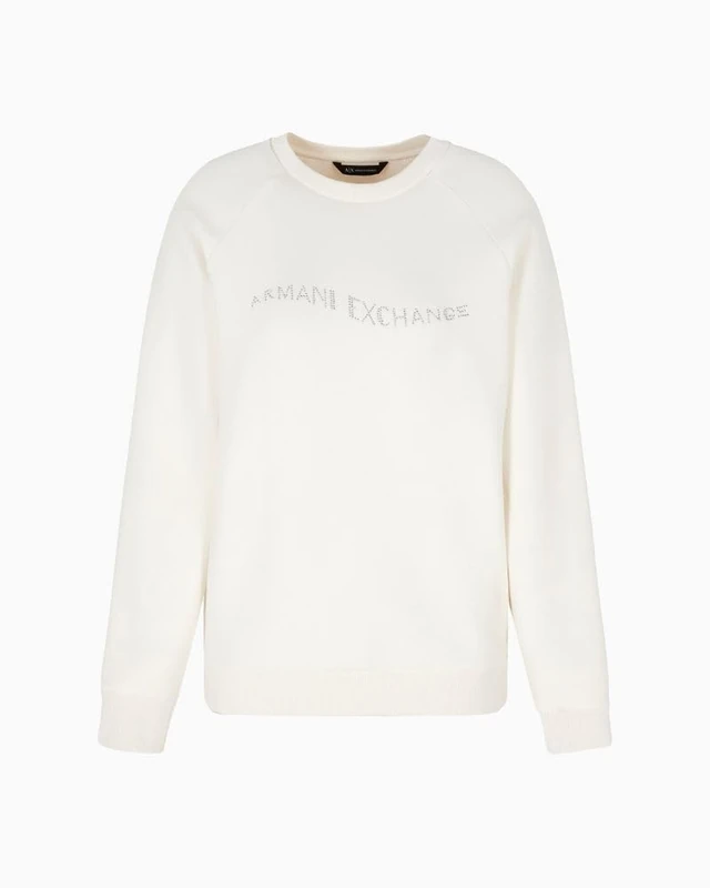 Armani Exchange Women's Distorted Logo, Crew Neck, Soft Touch Sweatshirt, ISO, S