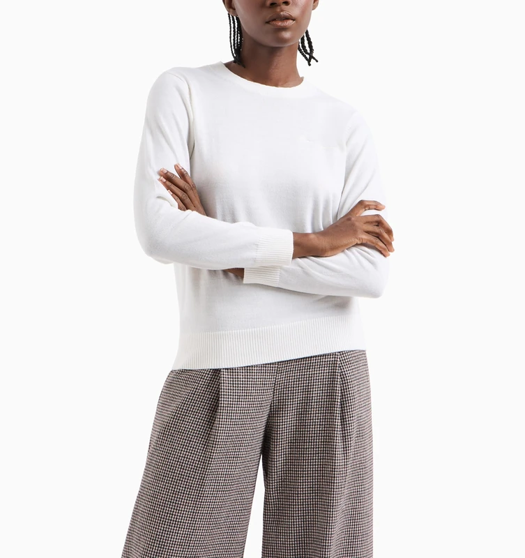 Armani Exchange Women's Ribbed Cuffs, Round Neck, Side Embroidered Logo Sweater, ISO, XL