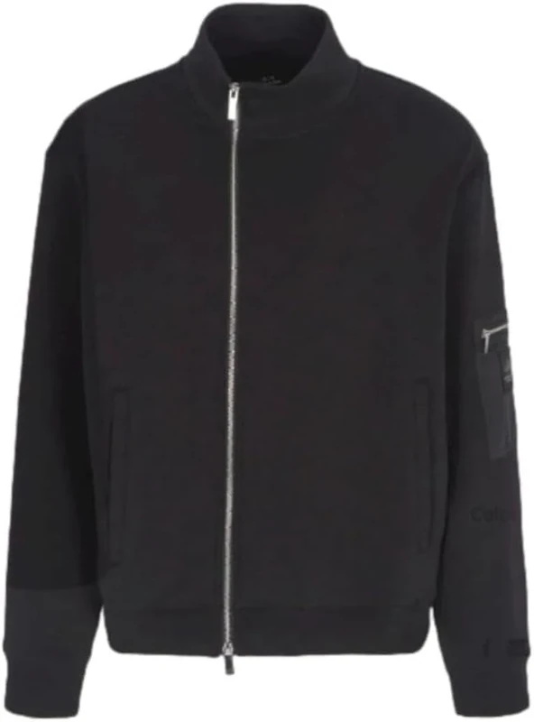 Armani Exchange Men's Black Edition, Sleeve Pocket, Silicon Logo Patch Sweatshirt, M