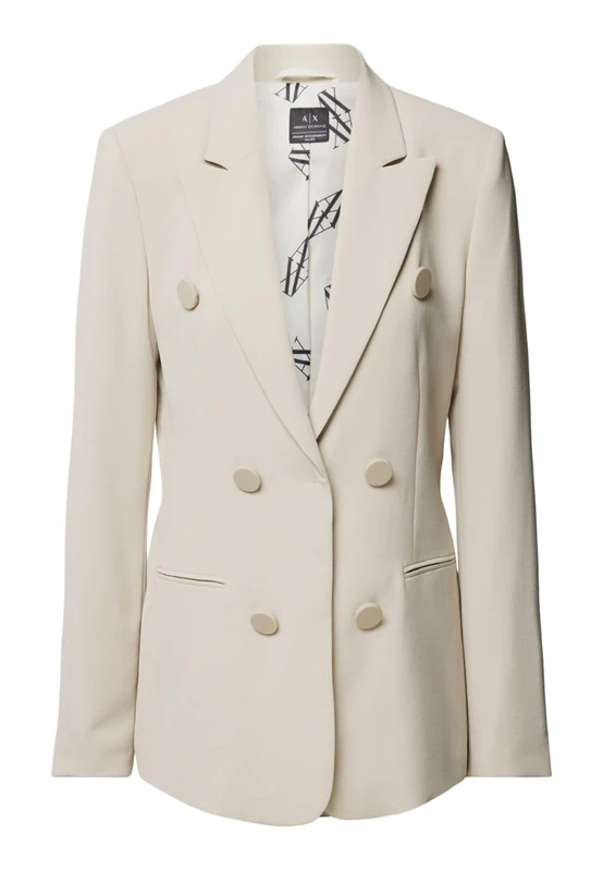 Armani Exchange Women's The Notorious Frank, Sustainable, Monogram Allover Lining Blazer, Pisco, 18