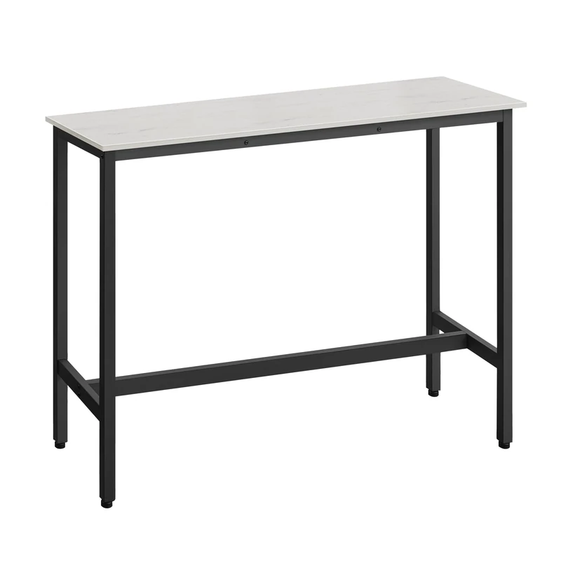 VASAGLE Bar Table, Kitchen Table, Pub Dining High Table, Sturdy Steel Frame, 40 x 120 x 90 cm, Easy Assembly, Industrial Design, Rustic White and Ink Black LBT120B73