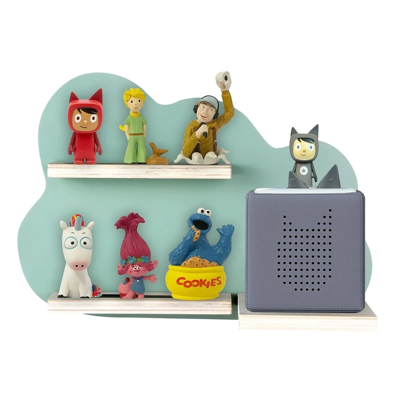 Chedin Tonie shelf for Toniebox，magnetic shelf，tonies storage shelf for 20 Tonie figures, Tonie Box Magnetic Wall Shelf Storage Shelf for Children to Play and Collect Shelf (Cloud green UK)