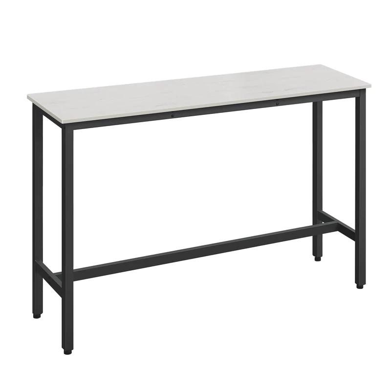 VASAGLE Bar Table, Kitchen Table, Pub Dining High Table, Sturdy Steel Frame, 40 x 140 x 90 cm, Easy Assembly, Industrial Design, Rustic White and Ink Black LBT140B73