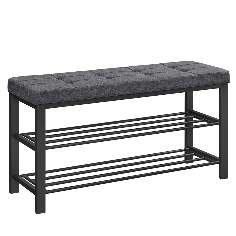 SONGMICS Shoe Bench, 3-Tier Rack for Entryway, 100 * 31 * 49cm, Dark Gray and Black - Image 1