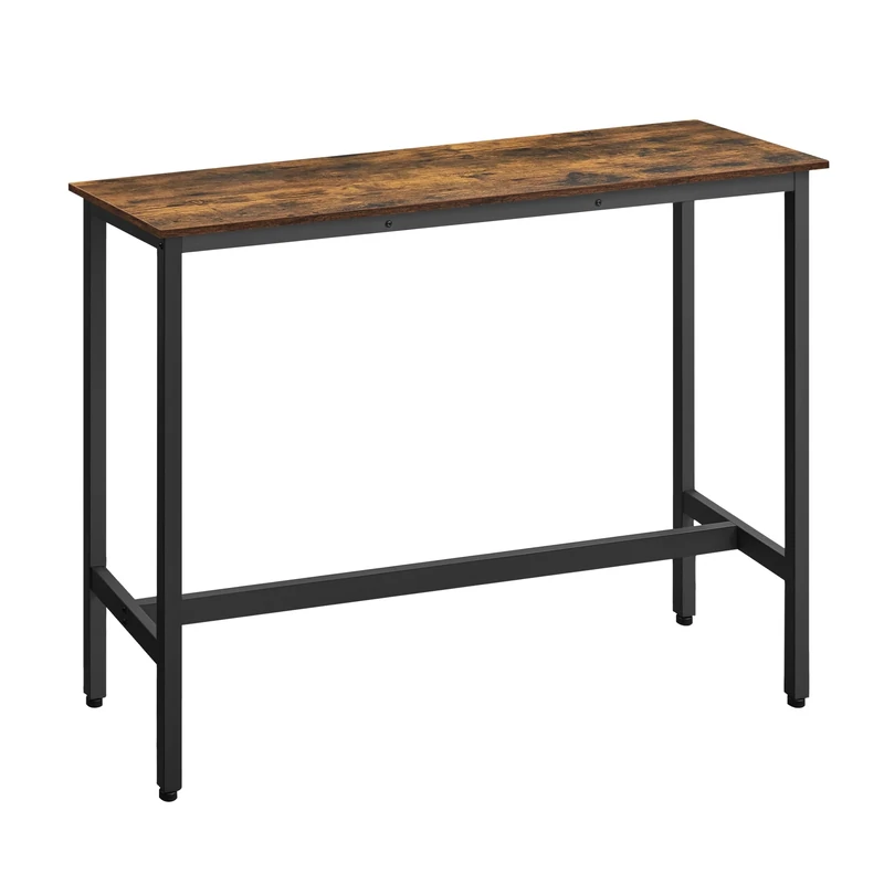 VASAGLE Bar Table, Kitchen Table, Pub Dining High Table, Sturdy Steel Frame, 40 x 120 x 90 cm, Easy Assembly, Industrial Design, Rustic Brown and Ink Black LBT120B01