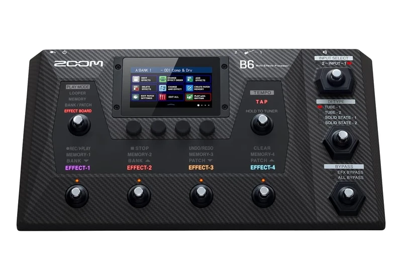 ZOOM B6 Bass Multi-Effects Processor Pedalboard with 9 footswitches, touchscreen, DI boxes & looper for studio & stage, UK-Version