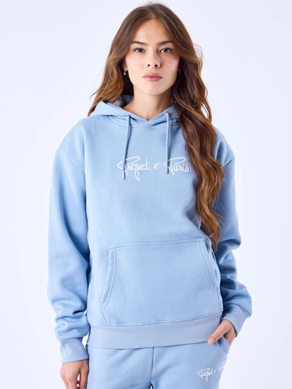 PROJECT X PARIS F222138-LBW-Talla(XS) Hoodie (Women) Talla XS Color: Blue Cielo (Textil-Lifestyle) 55% Cotton,45% Polyester for Adults, Made for Everyday Comfort and Style, Blue - Image 1