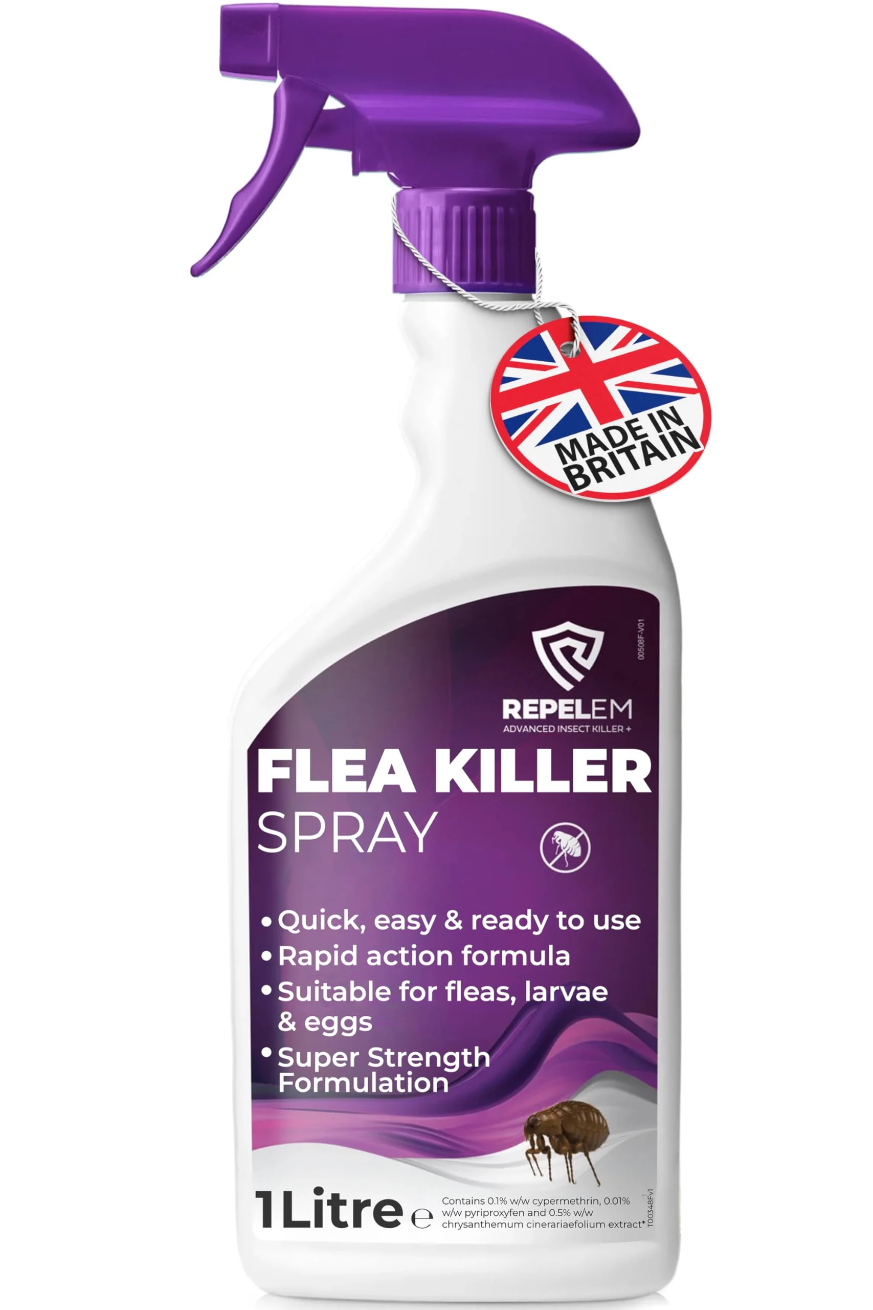 REPELEM Flea Spray for The Home - Professional Strength, Household Treatment, Killer for Home, Kills Fleas, Larvae & Eggs (1L Flea Spray)