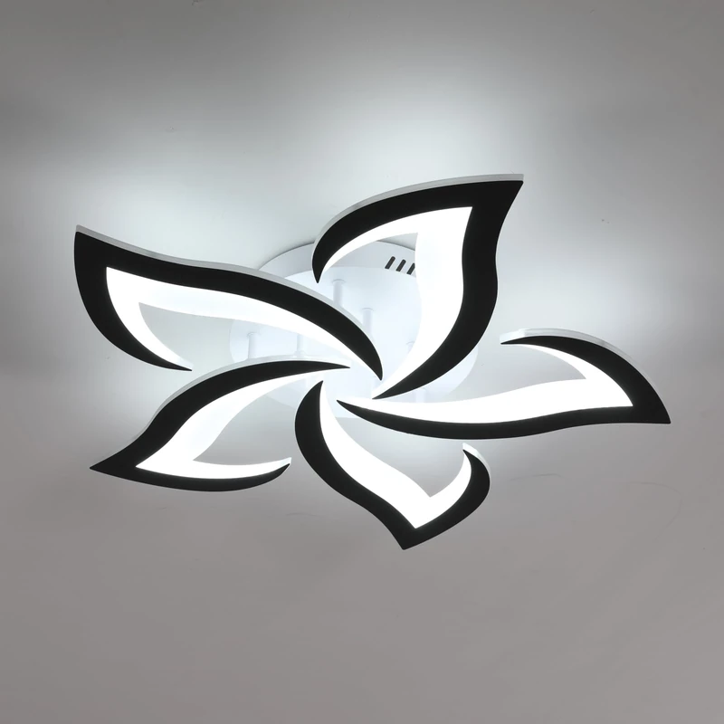 Riserva Modern LED Ceiling Light 60W, Creative Petals, 6500K, Black