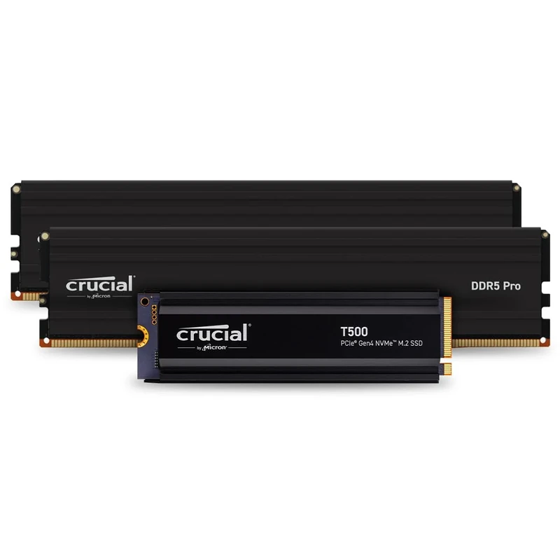 Crucial T500 1TB Gen4 NVMe M.2 Internal Gaming SSD with Heatsink & Crucial Pro Desktop RAM 48GB Kit (2x24GB) DDR5 6000MHz