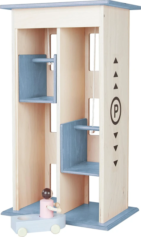 Rülke Holzspielzeug Lift for car park, blue, from 3 years
