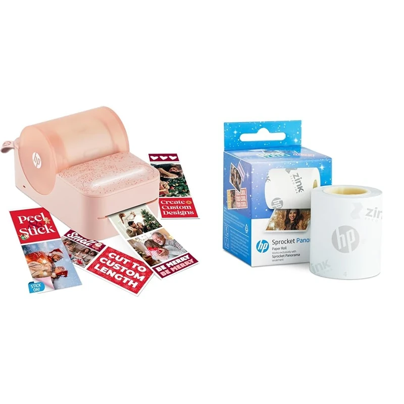 HP Sprocket Panorama Instant Portable Color Label & Photo Printer (Pink) Paper Zink Roll