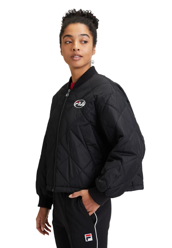 FILA Women's Lunde Quilted Jacket, Black, M