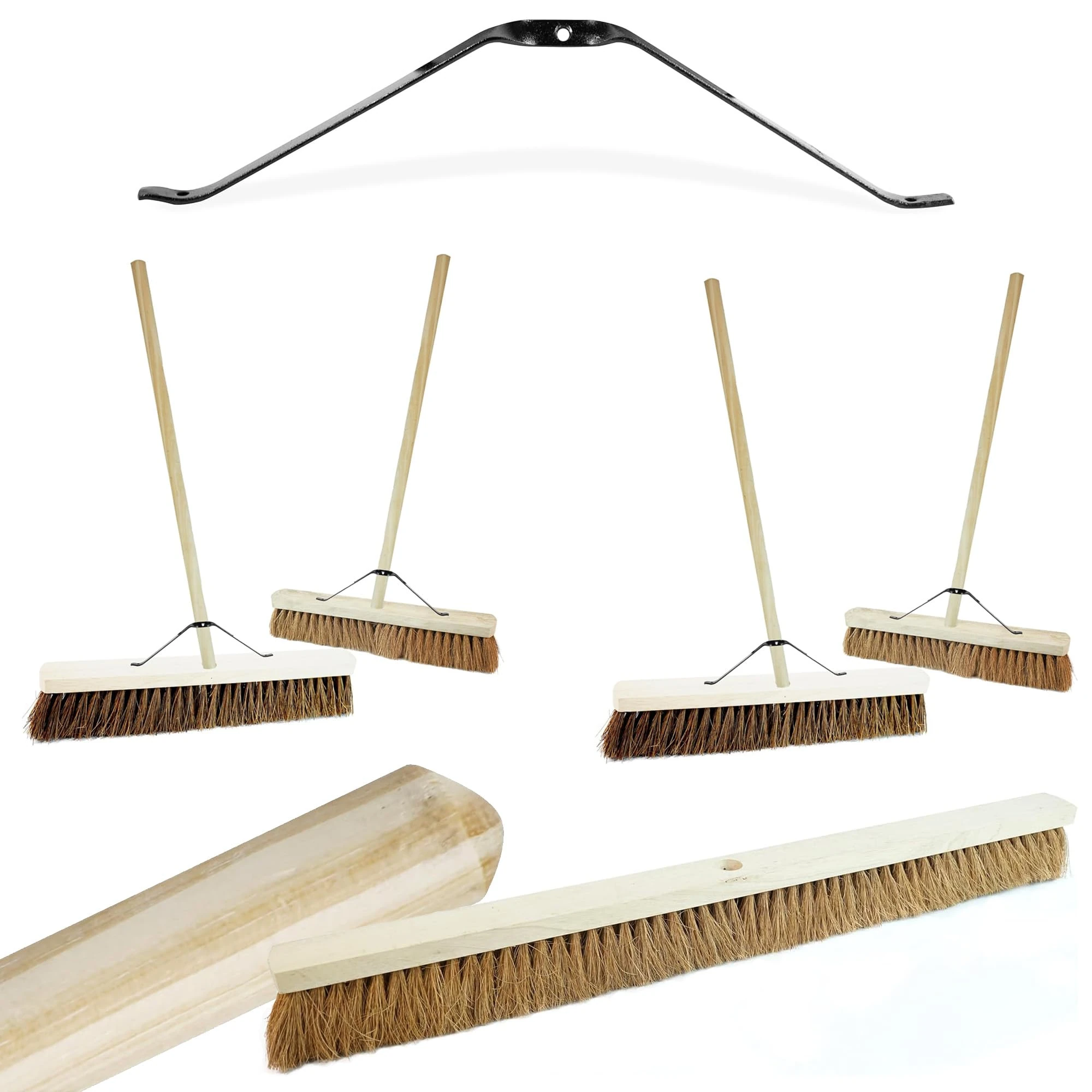 18", 24" Or 36" Indoor Outdoor Garage & Yard Broom Soft Or Hard Bristle Sweeping Brush With Long Handle (1, 36" Bassine Hard Bristle)