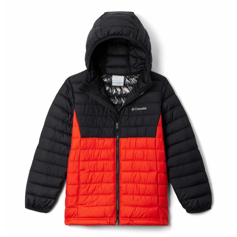 Columbia Youth Boys Powder Lite 2 Hooded Jacket, Spicy/Black, 116