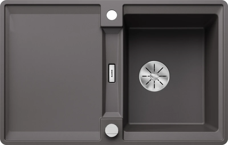 BLANCO Adira 45 S-F | Granite Sink Made of SILGRANIT Rock Grey | Installation Type: flushmount | Reversible | for 45 cm Wide Base cabinets | Large Bowl | Easy-Care Surface | [77x49x21.2 cm]