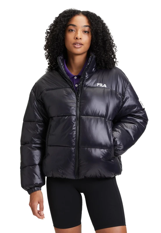 FILA Women's Lepe Puffer Jacket, Black, L