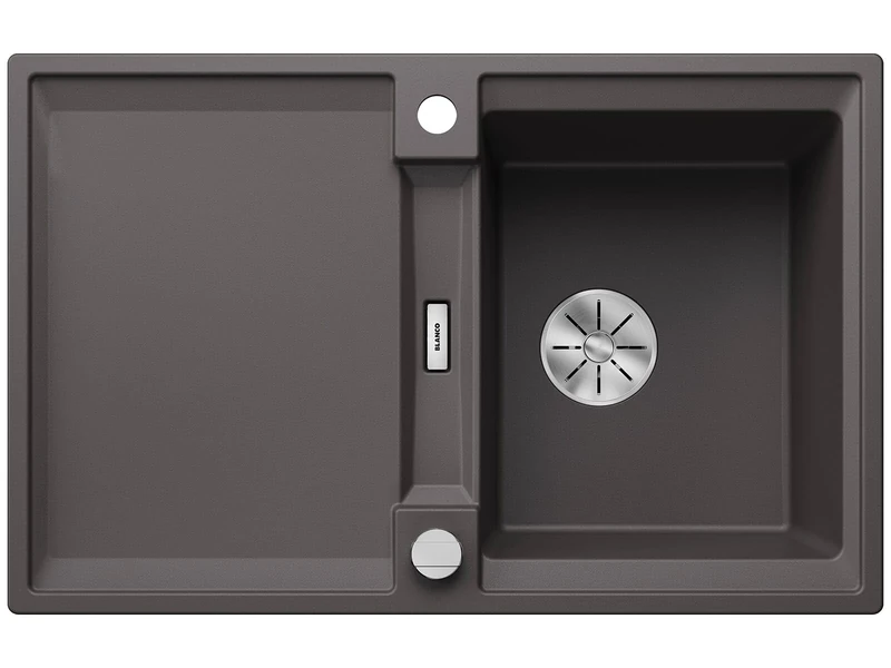 BLANCO Adira 45 S | SILGRANIT Sink in Rock Grey | Installation Type: Inset Installation from Above | Reversible | for 45 cm Wide Base cabinets | Large Bowl | Easy-Care Surface | [78x50x21.2 cm]