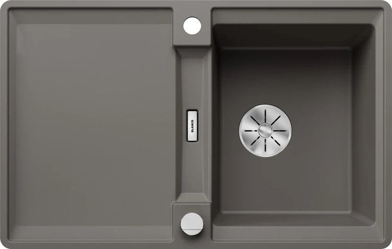 BLANCO Adira 45 S-F | Granite Sink Made of SILGRANIT Vulcan Grey | Installation Type: flushmount | Reversible | for 45 cm Wide Base cabinets | Large Bowl | Easy to Clean | [77x49x21.2 cm]