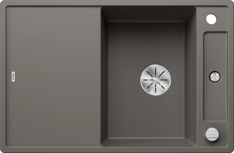 BLANCO AXIA III 45 S Granite Sink Made of Silgranit Volcano Grey Installation Type: Installation from Top Reversible with Glass Cutting Board for 45 cm Wide Base Cabinets Sliding Chopping Board
